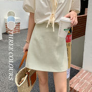【Women】春夏新作　韓国風レディース服　チェック柄スカート　台形スカート　ボトム　夏服