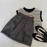 2025春夏子供服 シンプル ショートパンツ 韓国風 キッズ服 ボトムス 男女兼用 カーゴパンツ[90~140cm]