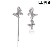 ピアス レディース バタフライ パヴェ キラキラ パール チェーン 上品 エレガント 華やか ガーリー