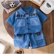 男の子 夏用 デニムセット 半袖Tシャツ付き 薄手 通気性  2点セット 幼稚園 夏服 子供服