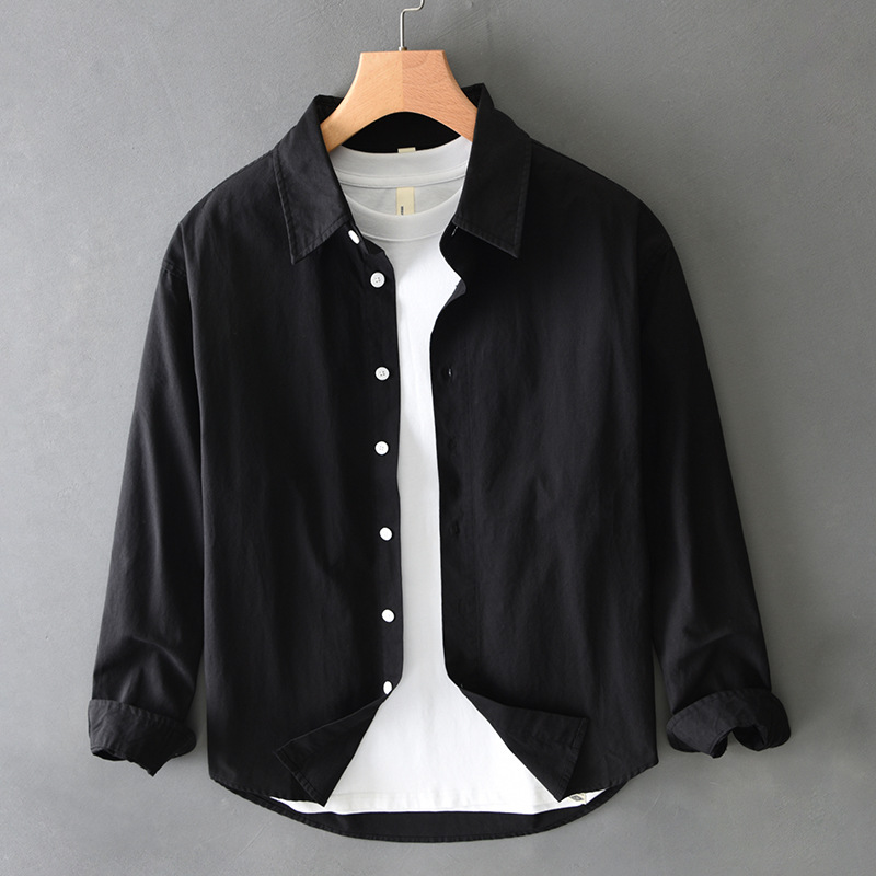 メンズファッション 無地 長袖 シャツ 男女兼用 カジュアル アウター 春秋 2025新作★全4色