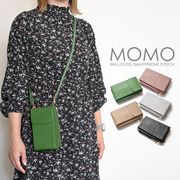 MOMO　牛革エンボス加工　お財布が要らなくなる　スマホポーチ　ショルダーバッグ　AN-5313　5色