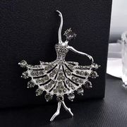ラインストーン バレエブローチ バレエを踊る少女 バレエアクセサリー