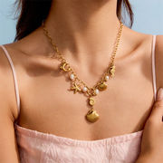 ステンレス鋼の手作り模倣真珠ネックレス夏の鎖骨チェーン