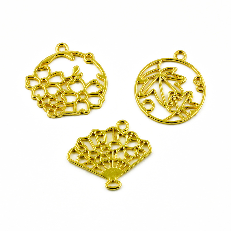 レジンアクセサリー メタルパーツ 封入パーツ キーホルダー 扇子 ハンドメイド アクセサリーパーツ 和風
