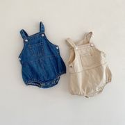 2025春夏子供服 シンプル デニムロンパース 連体服 韓国風 ガールズ服 ベビー服 キッズ服[66~100cm]