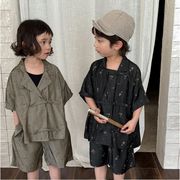 2025夏新作 韓国風子供服 キッズ服 半袖 トップス+ズボン 男女兼用 カジュアル 80-140cm 2点セット