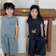 2025夏新作 韓国風子供服 キッズ服 半袖 トップス+ズボン 男女兼用 カジュアル 80-140cm 2点セット