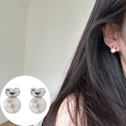 ハートパールピアス ぷっくらパート S925 シルバーアクセサリー アレルギー対応 大人かわいい おしゃれ