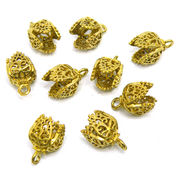 【在庫限り】 メタル合金パーツ 約15x11x10mm （丸カン内径2mm） ゴールドカラー 《10個》 金具