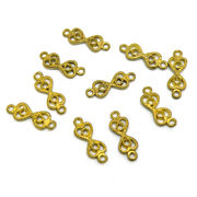 【在庫限り】 メタル合金パーツ 約15x5x1.6mm （丸カン内径1mm） ゴールドカラー 《10個》 金具