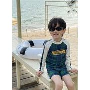 【2点セット】男児 水着 上下セパレート 水泳帽付き プール 海水浴 2色