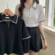 2025春夏レディース服 カジュアル系 無地 ポロシャツ Ｔシャツ トップス インナーシャツ 2色展開[S~2XL]