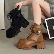 ブーツ ショートブーツ メッシュ 厚底 レトロ レディースシューズ