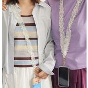 ファッション小物　スマホロープ ショルダー紐　フラワー　ファブリック