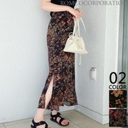 【2025新作商品♪】フラワー柄フリルナロースカート