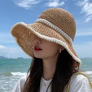 夏レディース麦わら帽子★薄い漁師の帽子★日焼け止め、日よけ帽★ファッションハット★紫外線対策