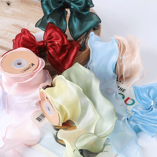 リボン オーガンジー ツヤ感 手芸 チュール リボン テープ ハンドメイド材料 ヘアアクセサリーパーツ DIY