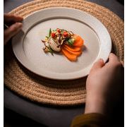 8インチ 平縁浅型 粗陶製 家庭用プレート 洋食向け