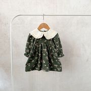 2025新作韓国風 女児 ワンピース 春秋  プリント 襟付き