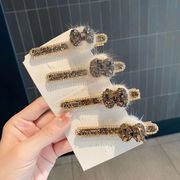 新作 蝶リボン ダイヤピン 韓国風 サイド前髪留め 上品ヘアアクセ