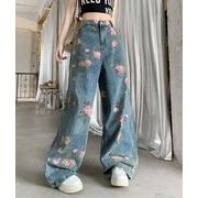 ボトムス ズボン パンツ ワイドパンツ デニム ジーンズ プリント