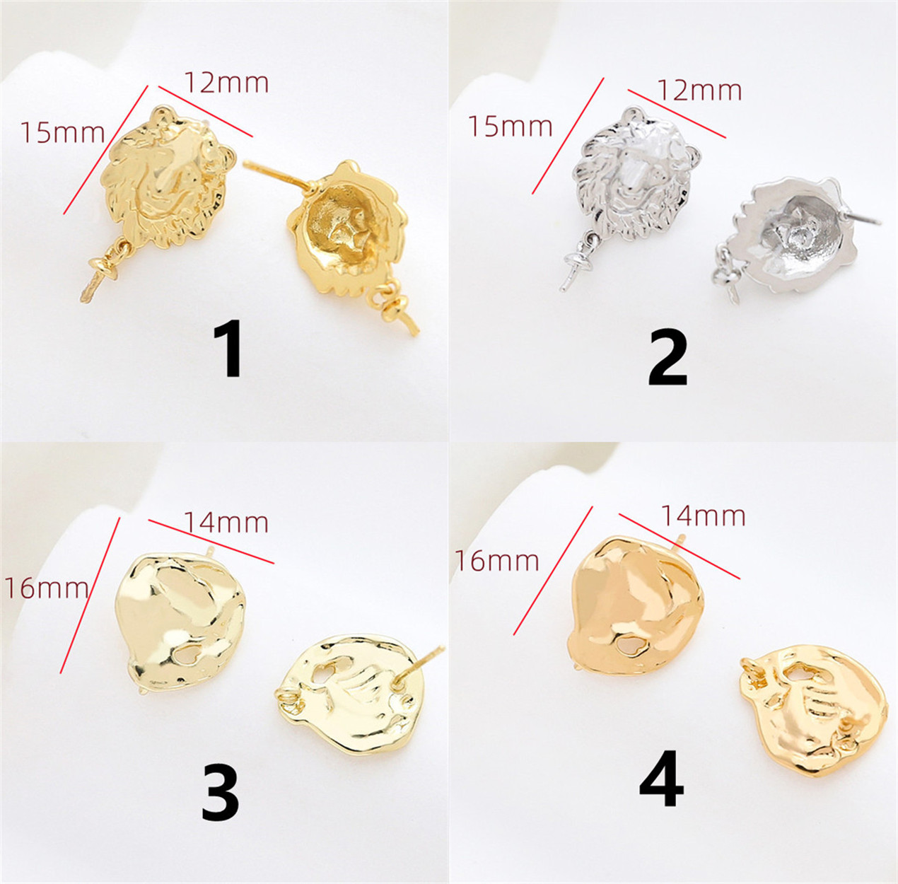 ポストピアス金具 ハンドメイド 変形 丸カン付き アクセサリーパーツ