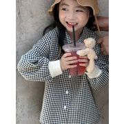 2025秋新作 韓国風子供服 キッズ服 女の子 長袖 トップス チェック柄  シャツ  2色 90cm-150cm