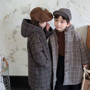 2025秋※JIAY☆子供 アウター 格子チェック フード付き 厚手 コート