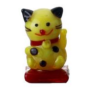 ★開運招福の干支★　縁起の良い置物【豆硝子 招き猫・黄（10個入）】