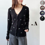【2025新作】フラワー刺繍ニットカーディガン