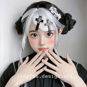 Y2K  ハロウィン ガール ヘアクリップ ヘアピン ゴシック ダーク系 コスプレ パーティ クロス十字架