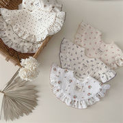 2025新作　ins　ベビースタイ　総柄　綿100％　花柄　森ガール　よだれかけ　ベビー　ビブ　フリル