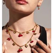 サージカルステンレスさくらんぼネックレス　アクセサリー　金属アレルギー対応　18kコーティング