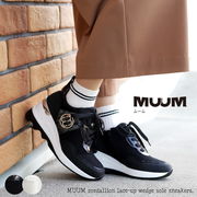 【2025年秋冬新作】MUUM スニーカー ミドルカット 厚底 ウエッジ メダリオン ロゴ 紐 3e