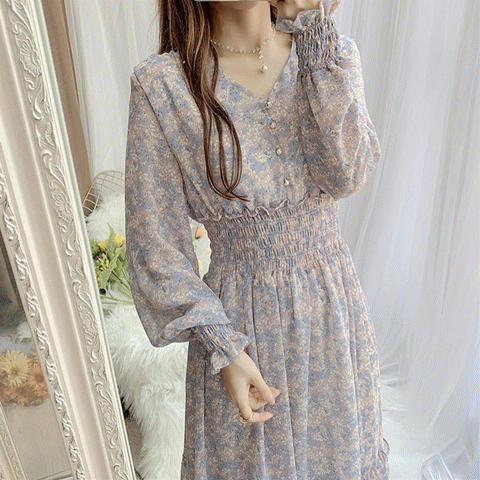 アイボリー シフォンワンピ 花柄 パーティーワンピ マキシ丈ワンピース M L 2L 3L LL シャーリング