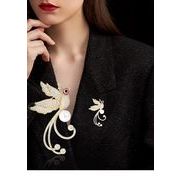 上品な真珠ブローチ 軽奢華 スーツジャケット用アクセサリー