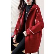 初回送料無料　カジュアルフード付きファスナー式コート　レディースファッション人気アウター