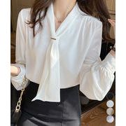 【日本倉庫即納】 ボウタイ ブラウス レディース Vネック