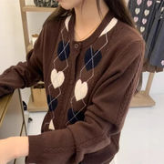 ニットカーディガン　デザイン　韓国ファッション　かわいい　ハート