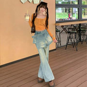 今季マストバイ  韓国風   気質   おしゃれ ハイウエスト レトロ デニムパンツ