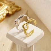 C型豚鼻モチーフステンレスリング（レディース・調整可能） ユニークデザイン開口リング｜女性用指輪