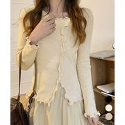 【日本倉庫即納】 メロウフリルニット フロントスリット秋服