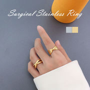 リング 指輪 ステンレスリング k18コーティング 低アレルギー ねじり 不規則 おしゃれ【国内即納】