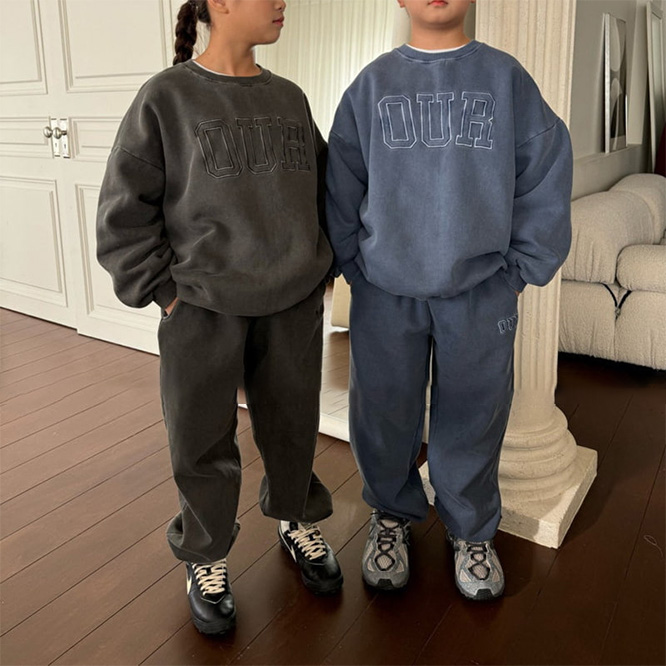 2025秋冬※SQ☆男女児刺繍ロゴスウェットセットアップ