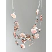 レーディス ゴージャス 5連 ピンク 幾何学石風 ネックレス チョーカー　x507