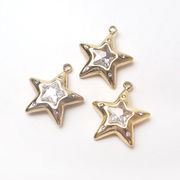 ステンレス製 星型 チャーム ジルコニア入り ゴールド  金属アレルギー対応 ペンダントトップ