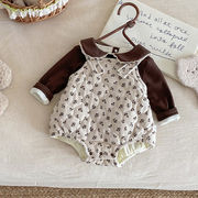 2025秋冬※ベビー 中綿ロンパースセット 裏起毛 カバーオール＋トップス