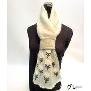 【マフラー】【ストール】アリ刺繍＆無地2枚重ね通し型ミニマフラー
