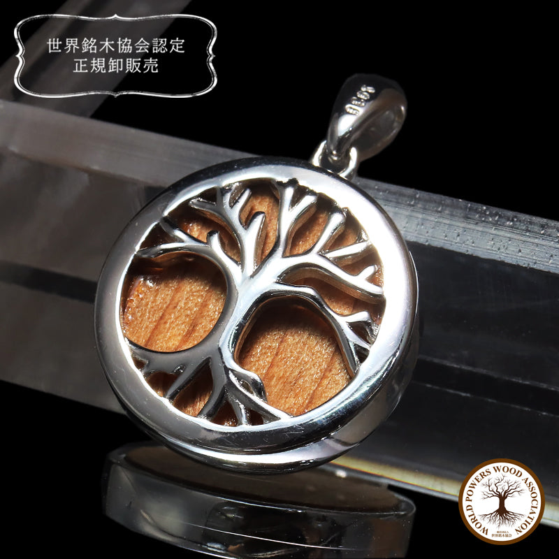【パワーズウッド】ペンダントトップ　屋久杉　ツリーオブライフ　丸型　約17mm　Silver925